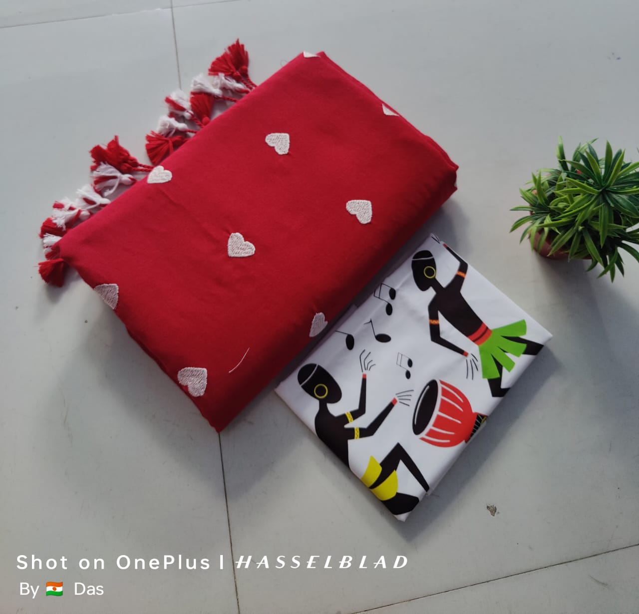 Beautiful Love Embroidery  Khaddi Cotton Saree