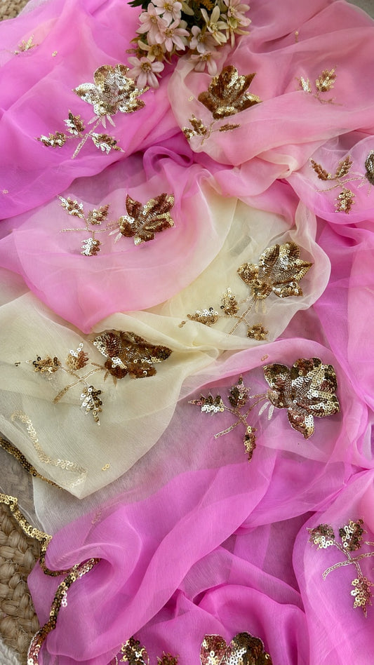 Elegant Pure Diamond Chiffon Party Wear Saree with Blouse