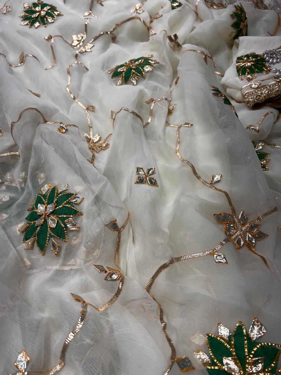 Pure Chiffon Saree with Elegant Gota Patti Work