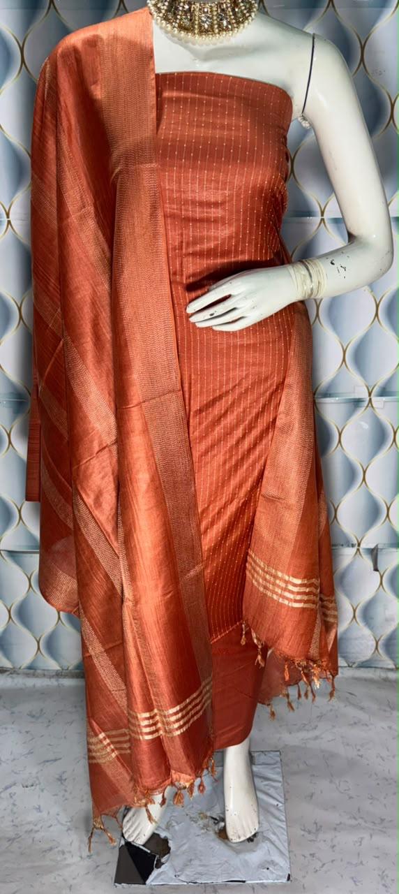Bhagalpuri Katan Silk 3PC Unstitched Suit