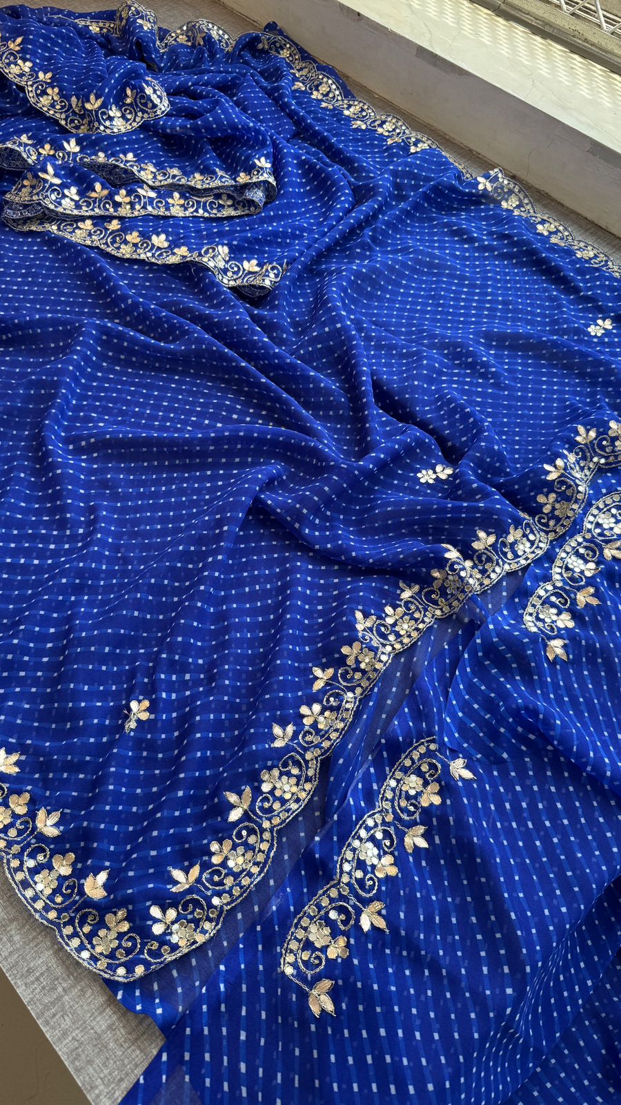 Pure  georgette hand work gota patti work saree