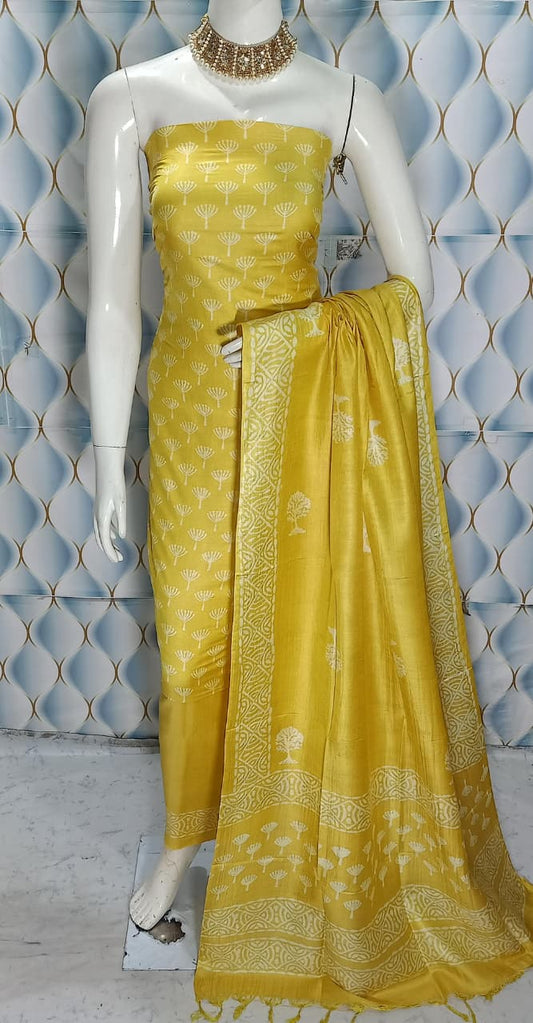 Cotton slub discharge print  Unstitched Suit