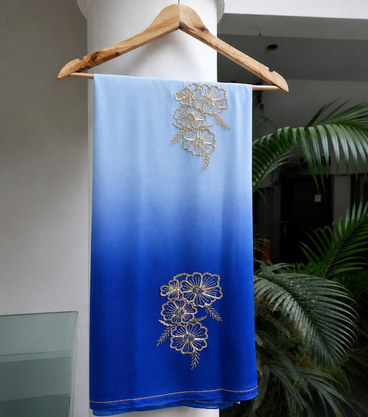 Pure Jaipuri Chiffon Hand-work motif work saree with blouse