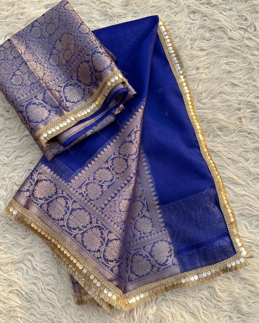 Banarasi Tissue Silk Saree With lace work border