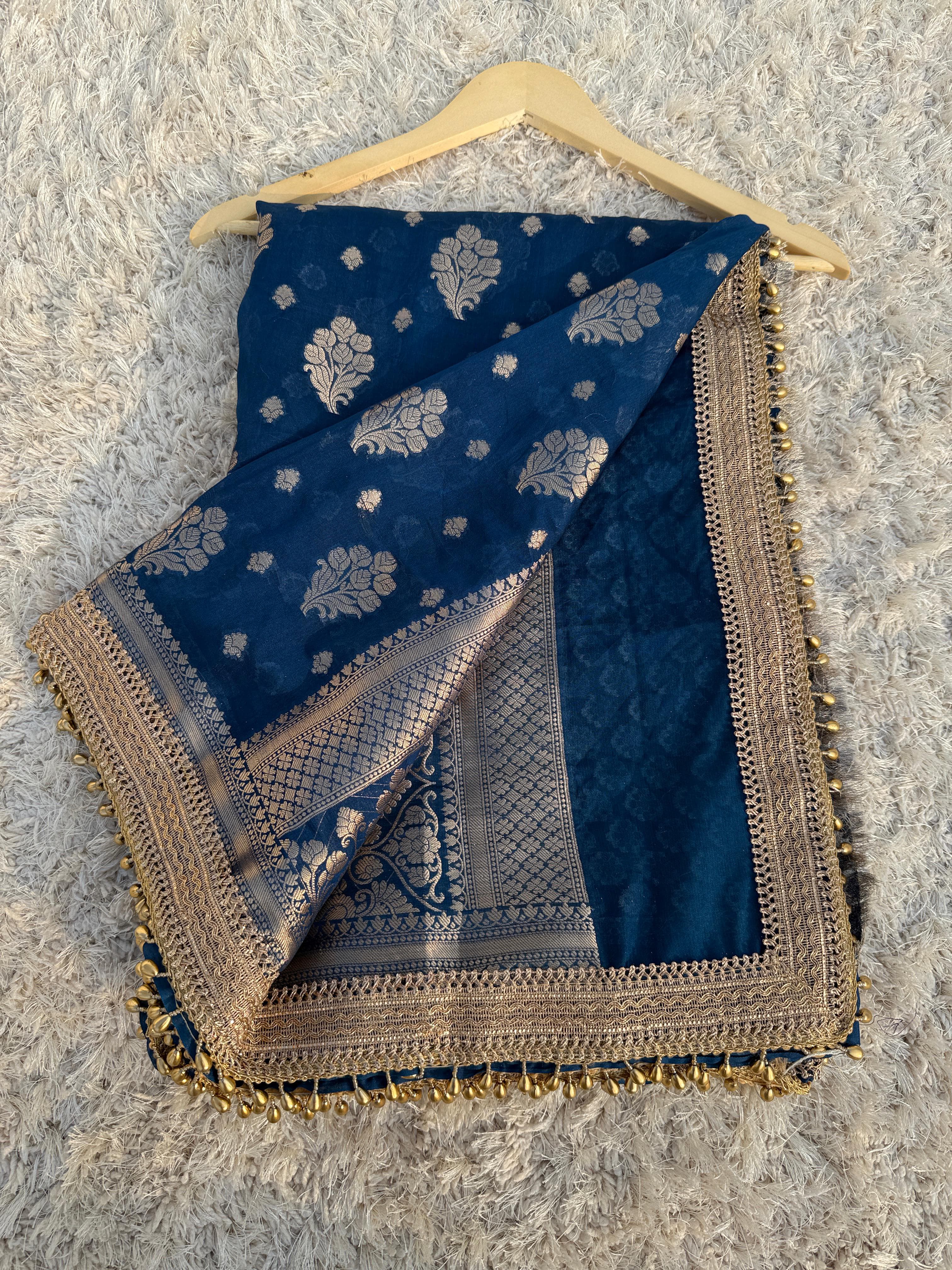 Banarasi Tissue Silk  Heavy Lace Saree With Blouse