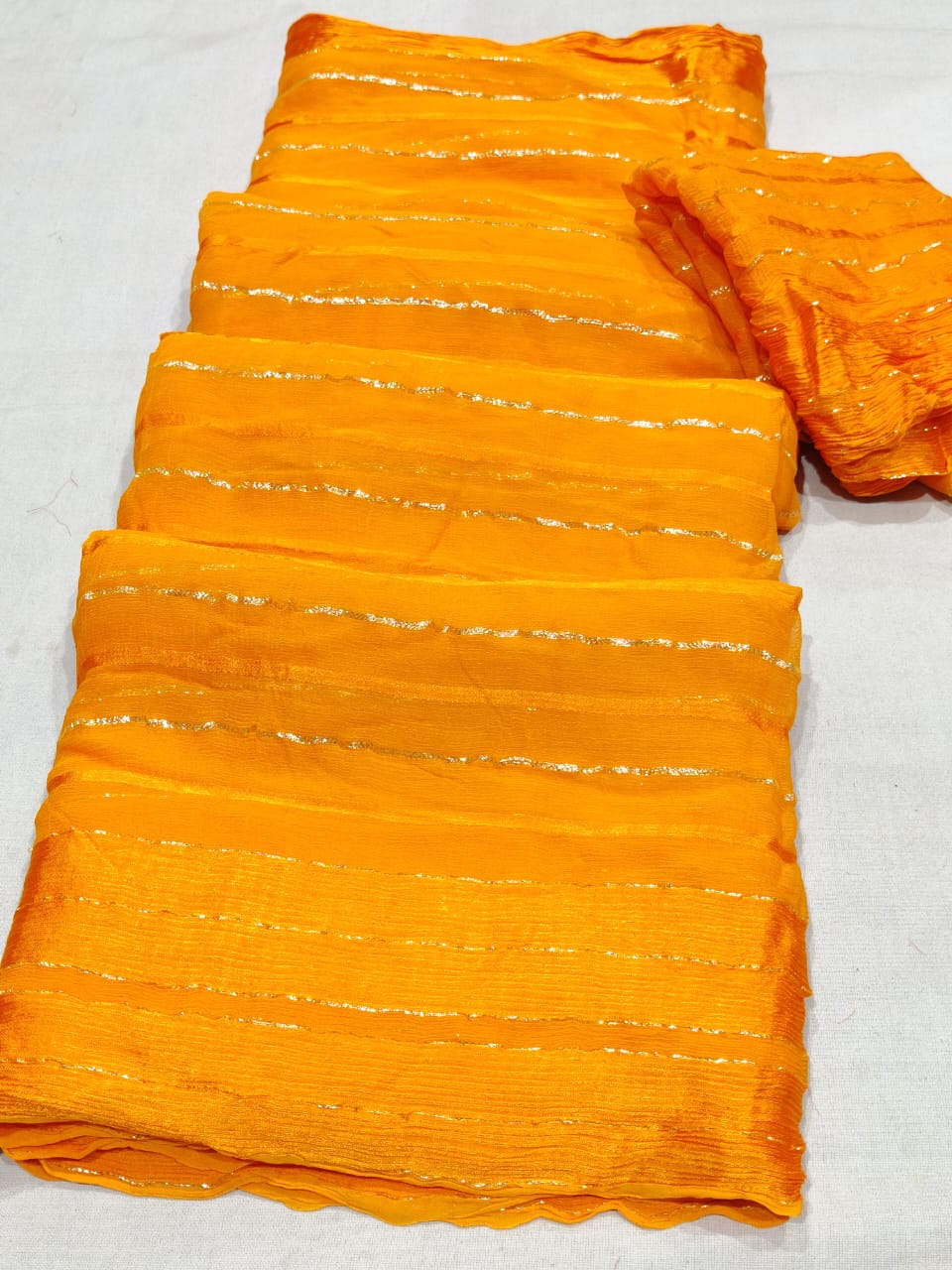 Pure Chiffon Beautiful Zari Work Saree With Blouse