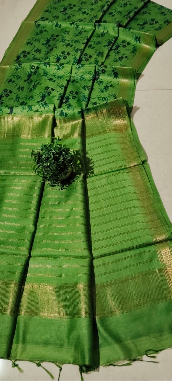 Bhagalpuri Kota silk hand block print saree