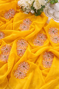 Beautiful Pure Jaipuri Chiffon 13 big Bird motif work Saree with blouse