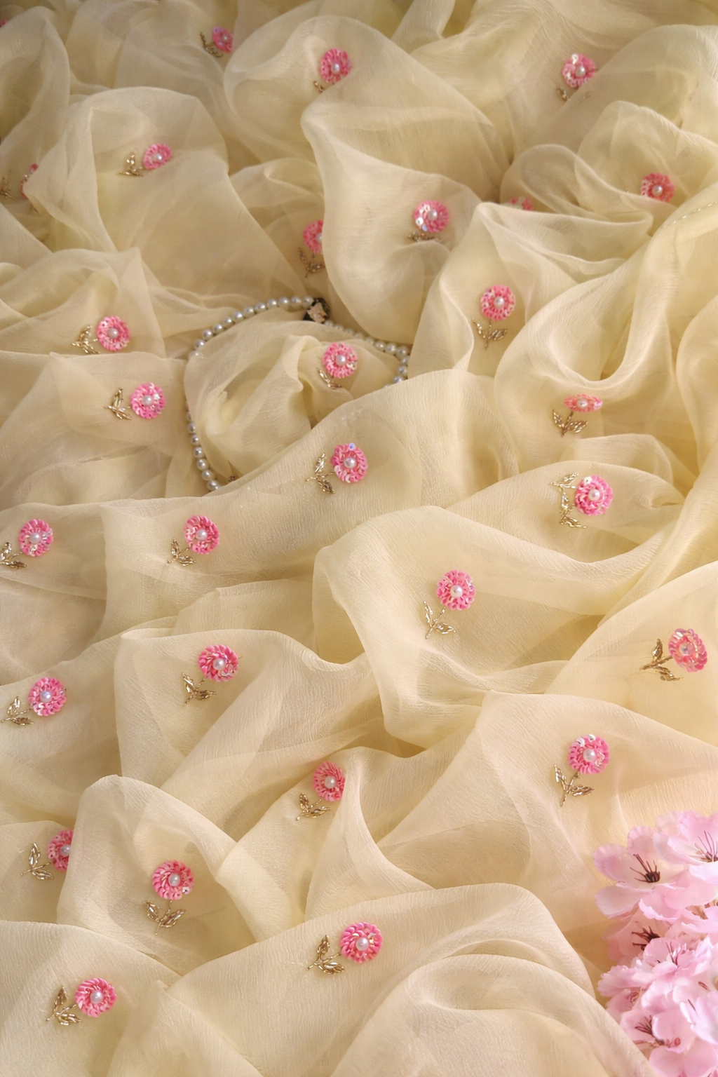 Cream  Petunia Saree