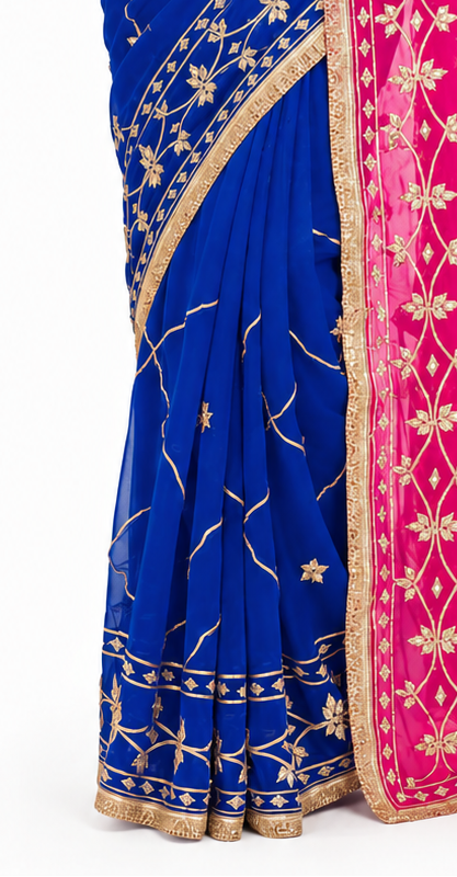 Pure Diamond Chiffon Gota Patti  Work Saree With Blouse