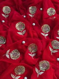 Beautiful Pure Jaipuri Chiffon 13 big Bird motif work Saree with blouse