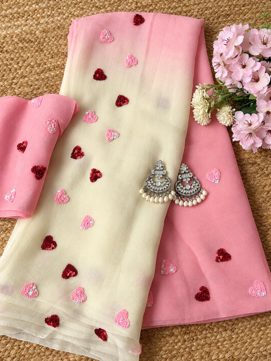 Pure Diamond Chiffon Saree With Blouse