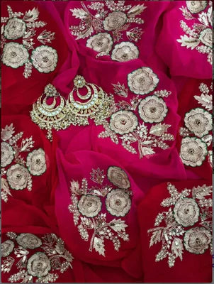 Pure Diamond Chiffon Saree With  Blouse