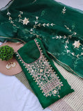 Organza Hand Work Unstitched Suit
