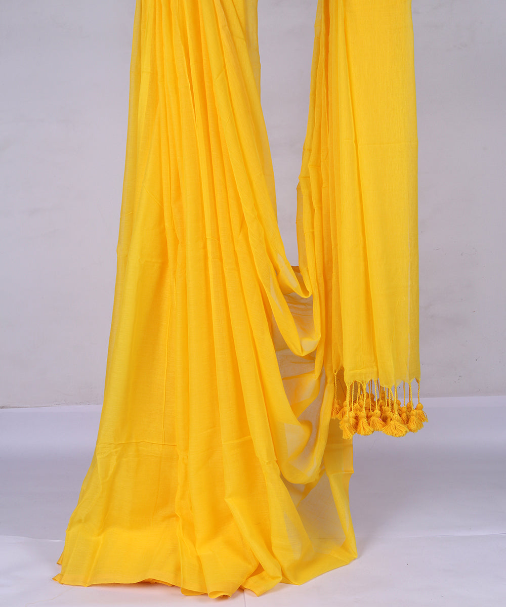 Yellow color Khaddi Cotton Saree With Blouse