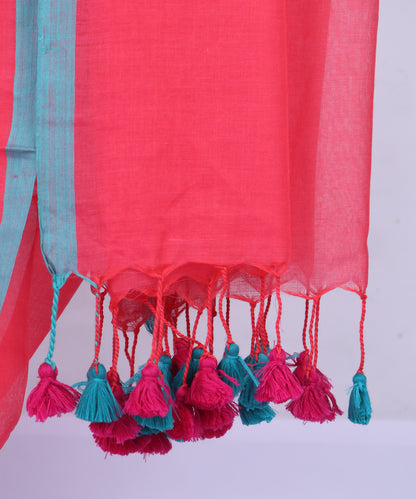 Pink color Khaddi Cotton Saree With Blouse