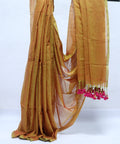 Mustard color Khaddi Cotton Saree With Blouse