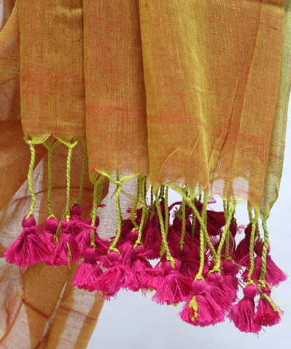 Mustard color Khaddi Cotton Saree With Blouse