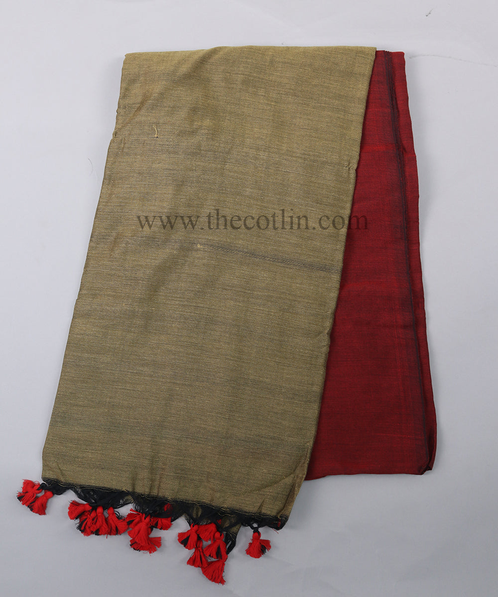Maroon color khaddi Cotton Saree