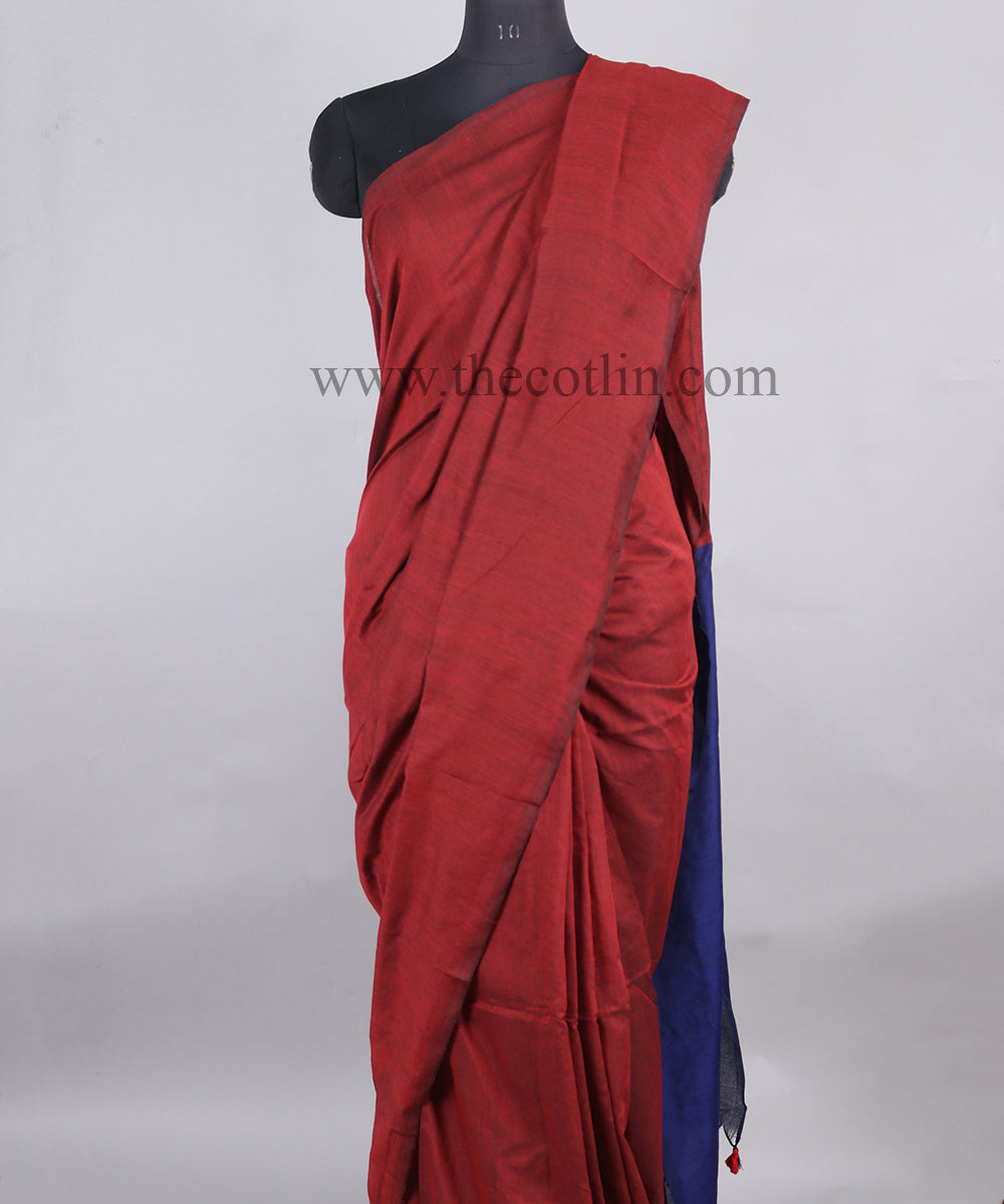 Red color khaddi Cotton Saree