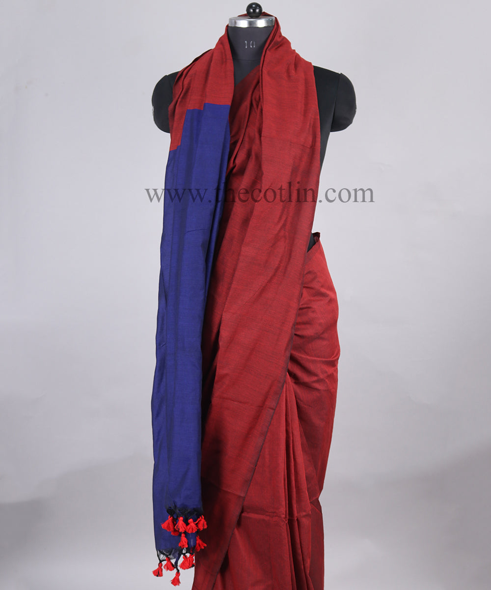 Red color khaddi Cotton Saree