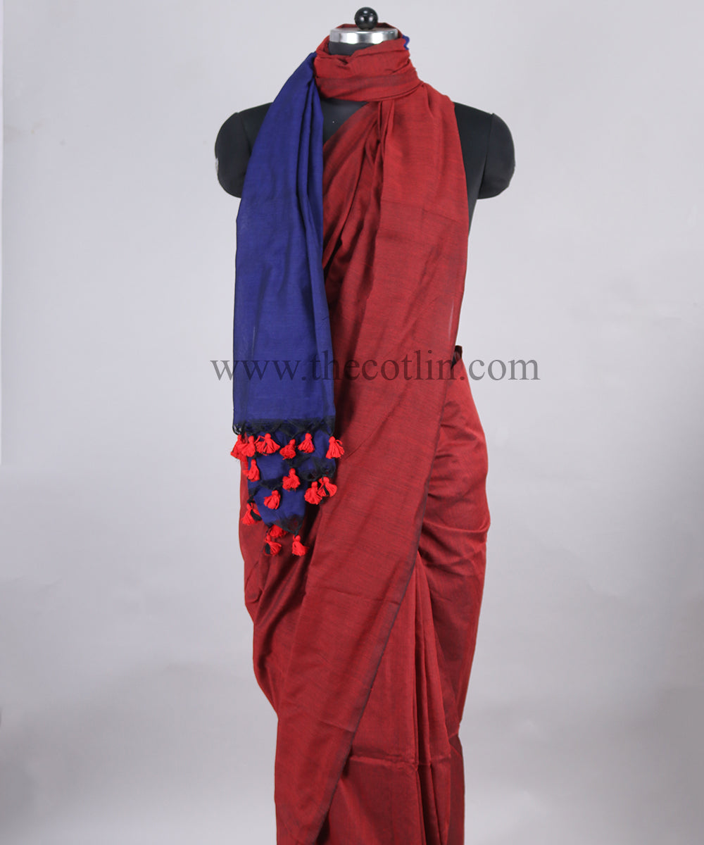 Red color khaddi Cotton Saree