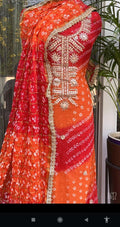 Bandhej Gota patti work Unstitched Suit