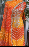 Bandhej Gota patti work Unstitched Suit