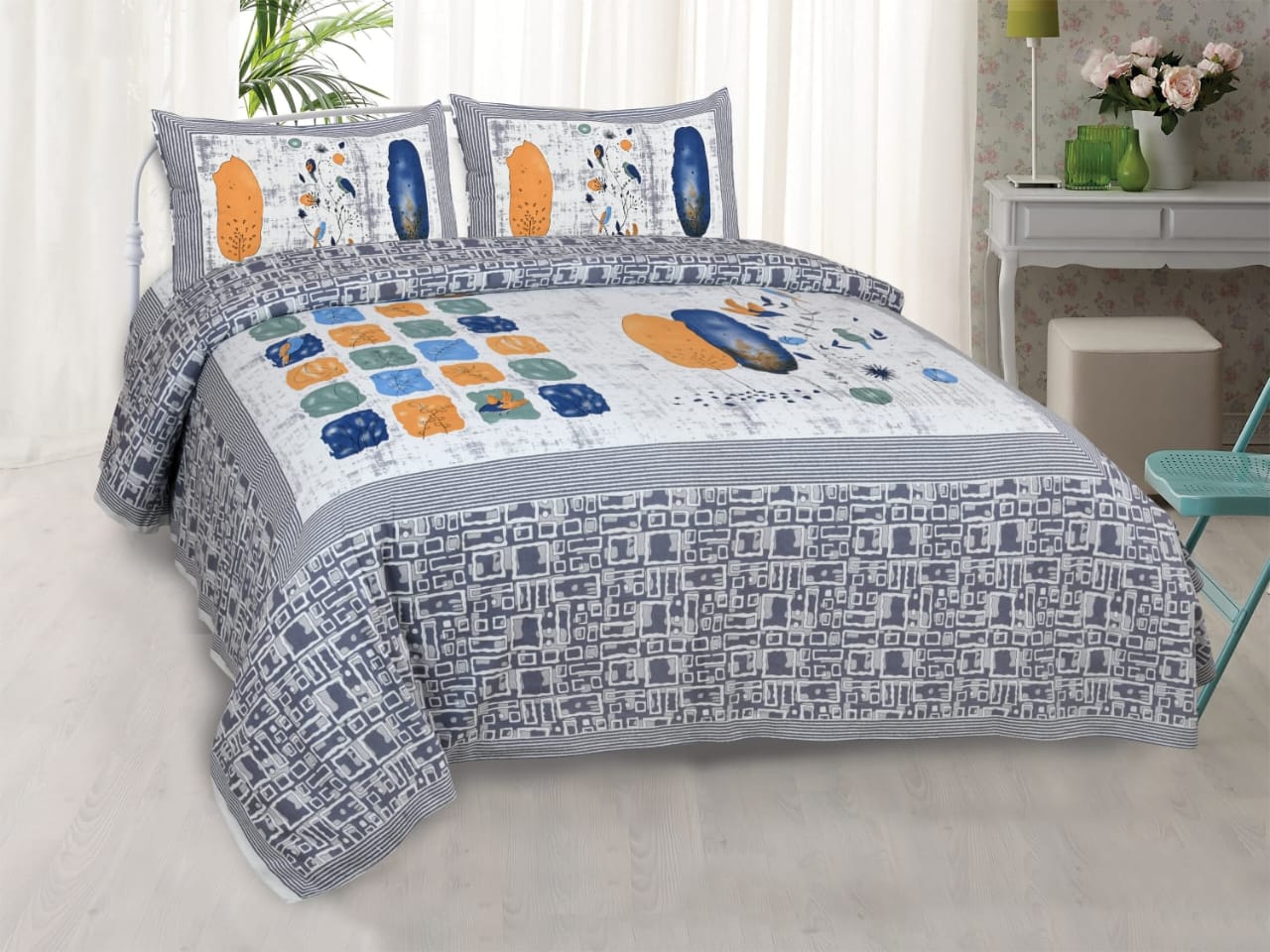 Pure Cotton Jumbo Size Double Bedsheet. ( 108X 108) with pillow covers
