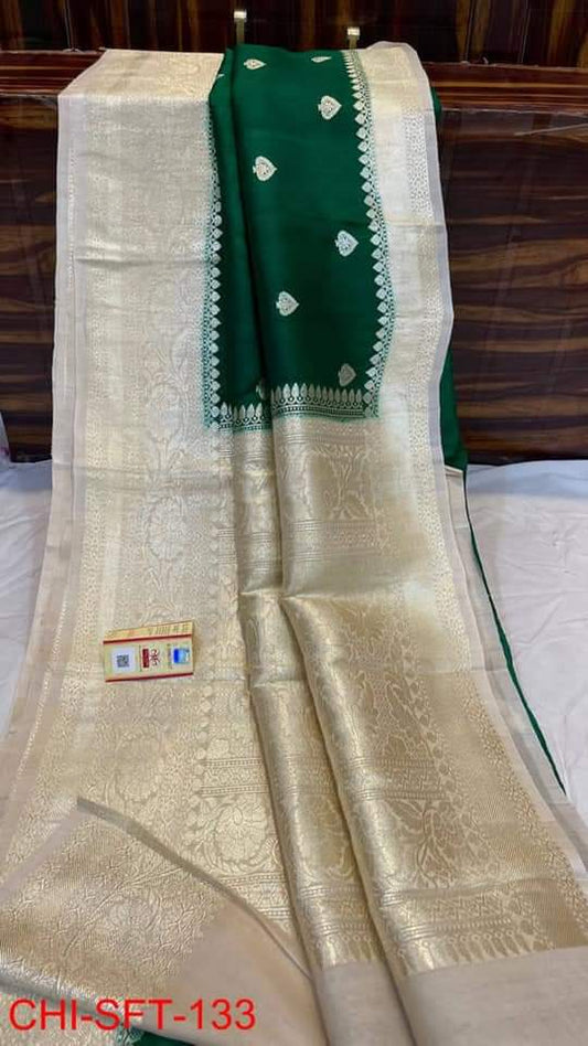 Banarasi Handloom Weaved Khaddi Semi Georgette Saree with Zari Work