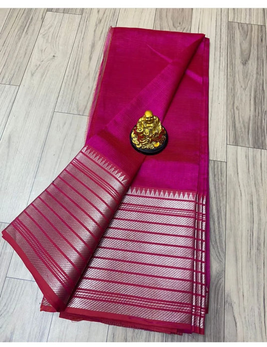 Mangalagiri pattern cotton silk Saree with running blouse