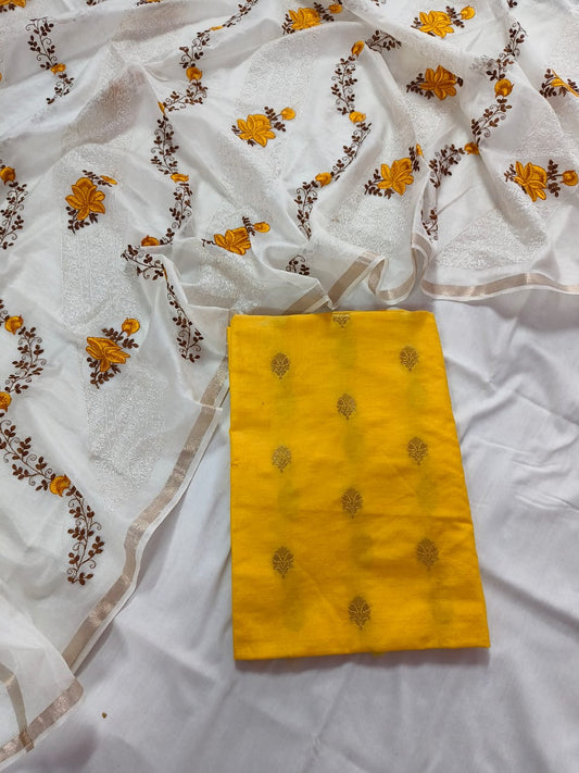 Banarasi Mercerised silk Unstitched Suit