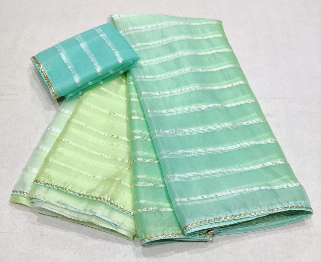 Organza Fabric Sequence work Saree with Running blouse