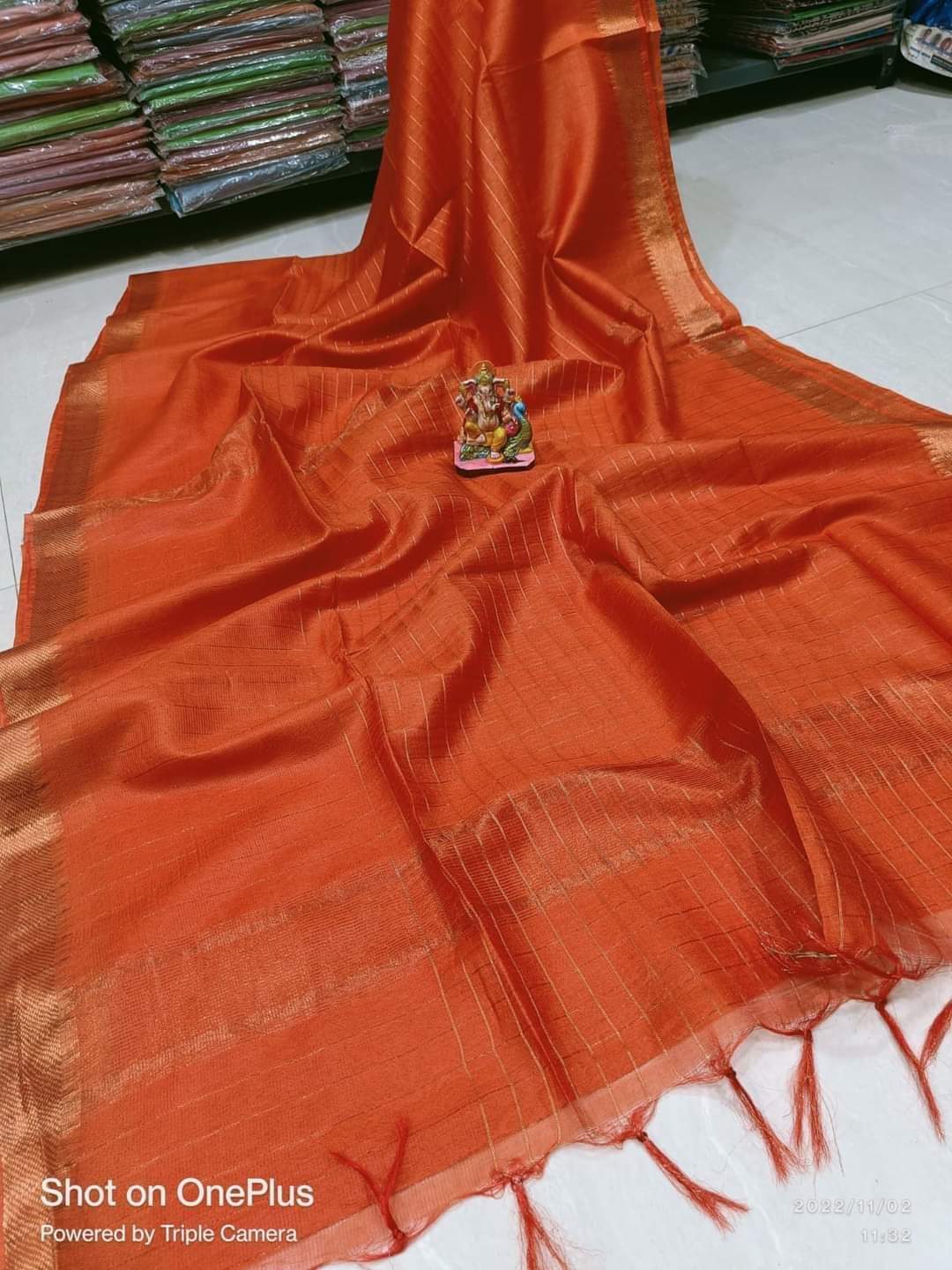 Mangalagiri pattern cotton silk Saree with running blouse
