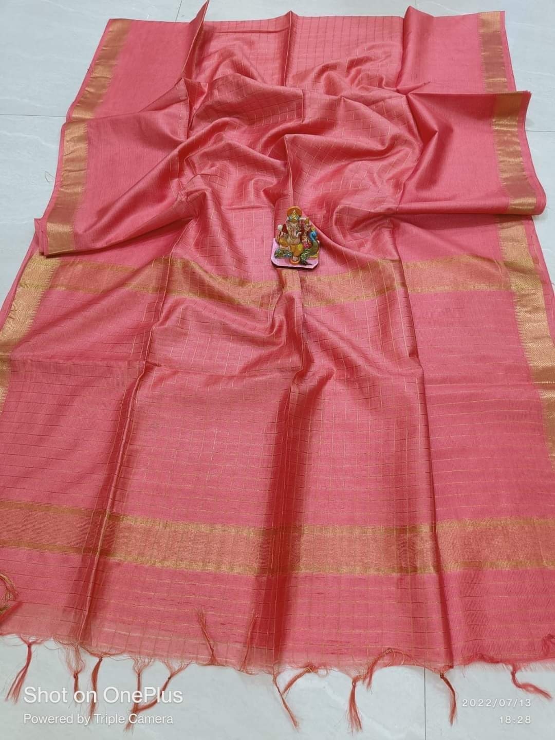Mangalagiri pattern cotton silk Saree with running blouse