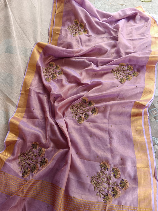 Pure Tissue Linen Saree With Handloom Perfection