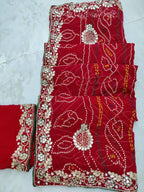 Pure Georgette Jaipuri Bandhej Work Chunri
