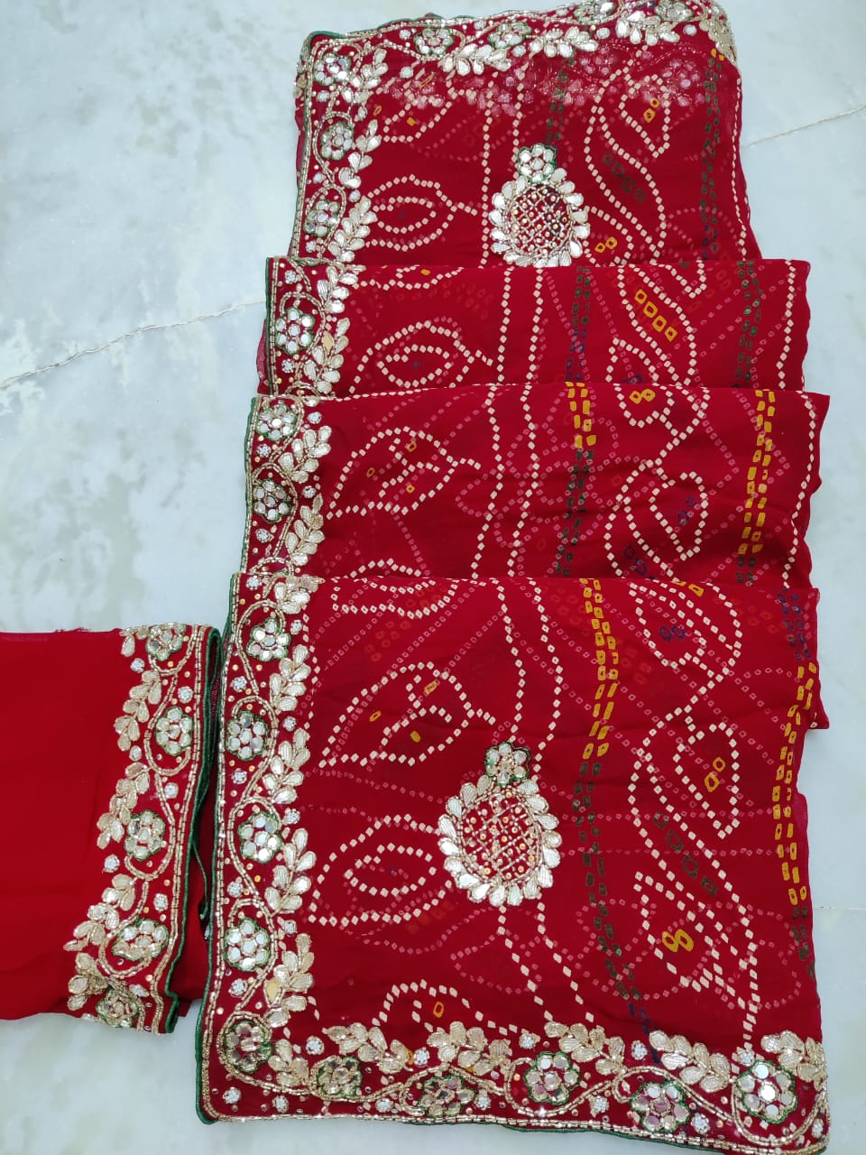 Pure Georgette Jaipuri Bandhej Work Chunri