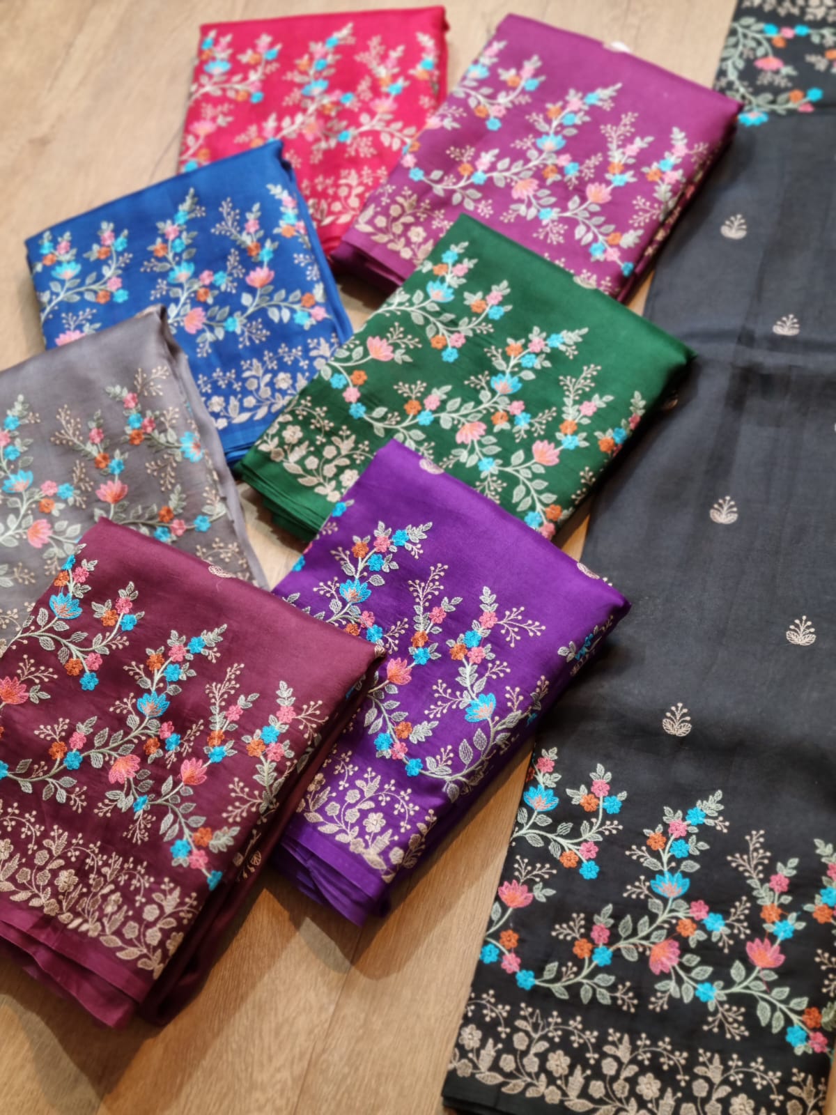 Pure organza silk Multi chikan embroidery saree with special multi tassels