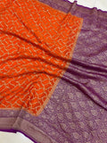 Banarasi Handloom Weaved Khaddi Semi  Georgette Saree with Zari Work