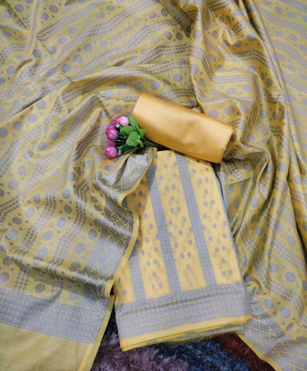 Banarasi Malabari Silk Unstitched Suit