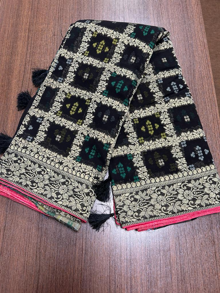Black Color Banarasi Khaddi Georgette saree