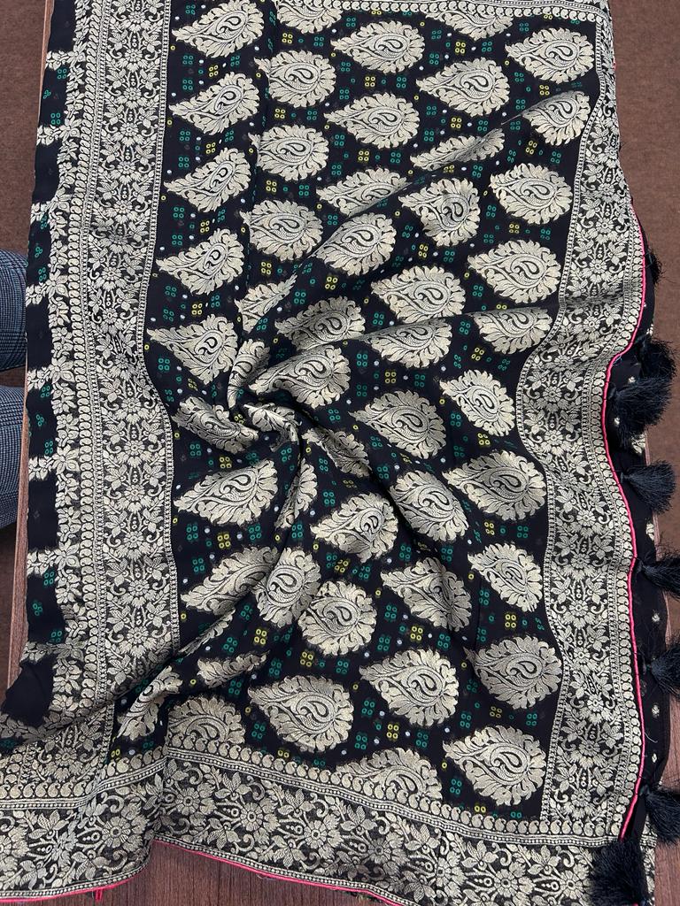Black Color Banarasi Khaddi Georgette saree