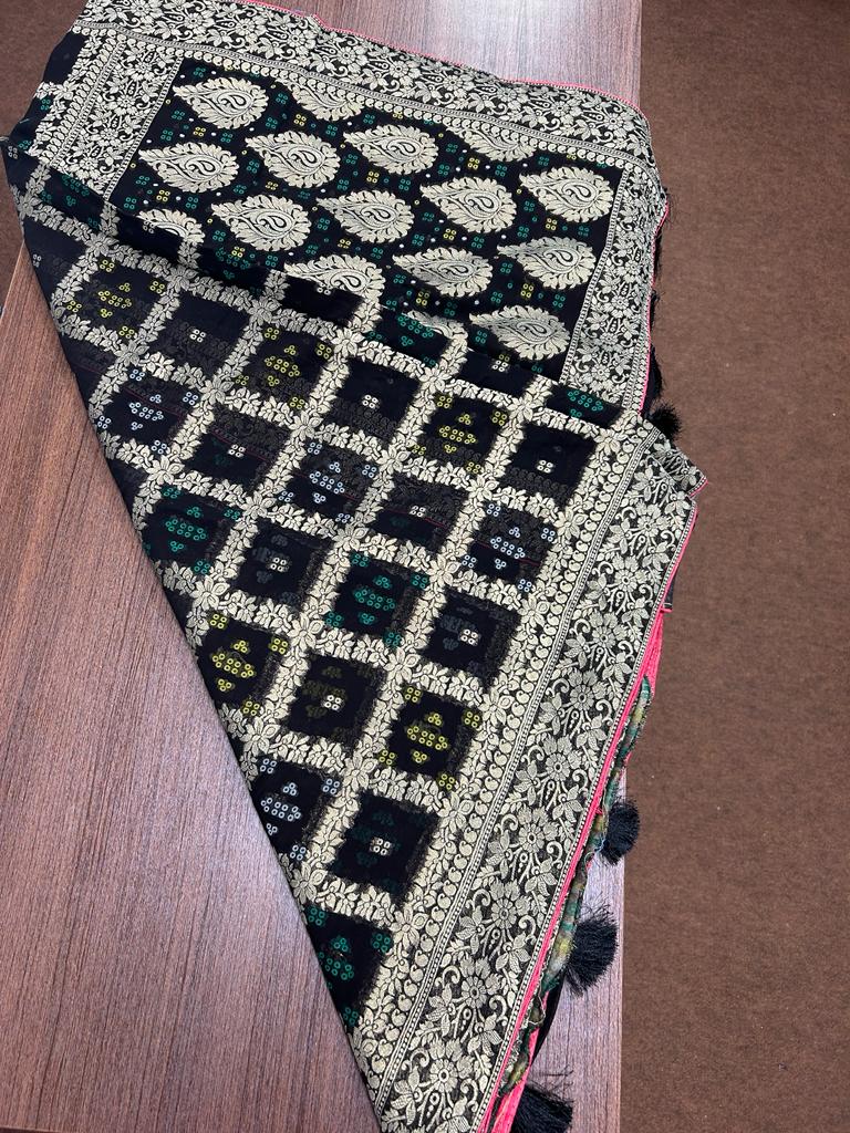 Black Color Banarasi Khaddi Georgette saree