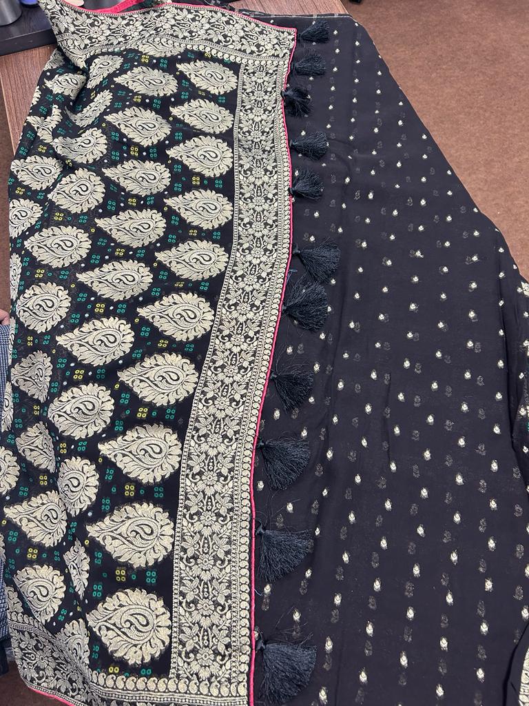 Black Color Banarasi Khaddi Georgette saree