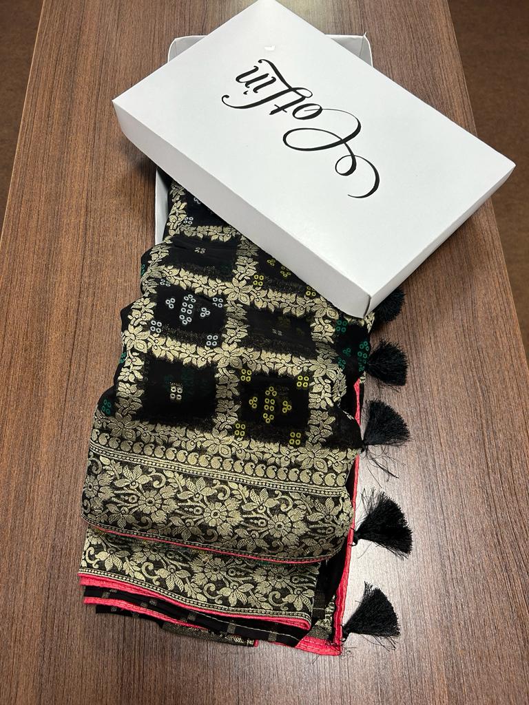 Black Color Banarasi Khaddi Georgette saree