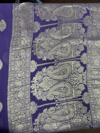 Purple Color Banarasi Khaddi Georgette saree