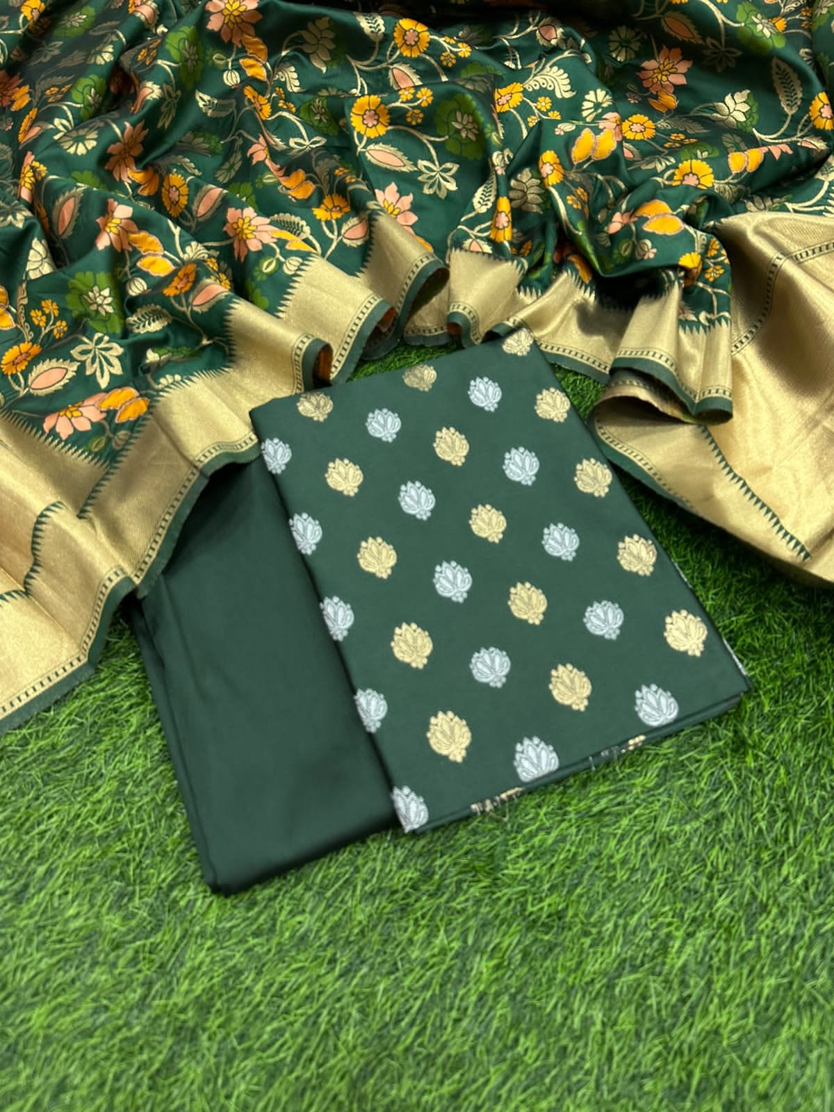 Banarasi Katan Silk Unstitched Suit
