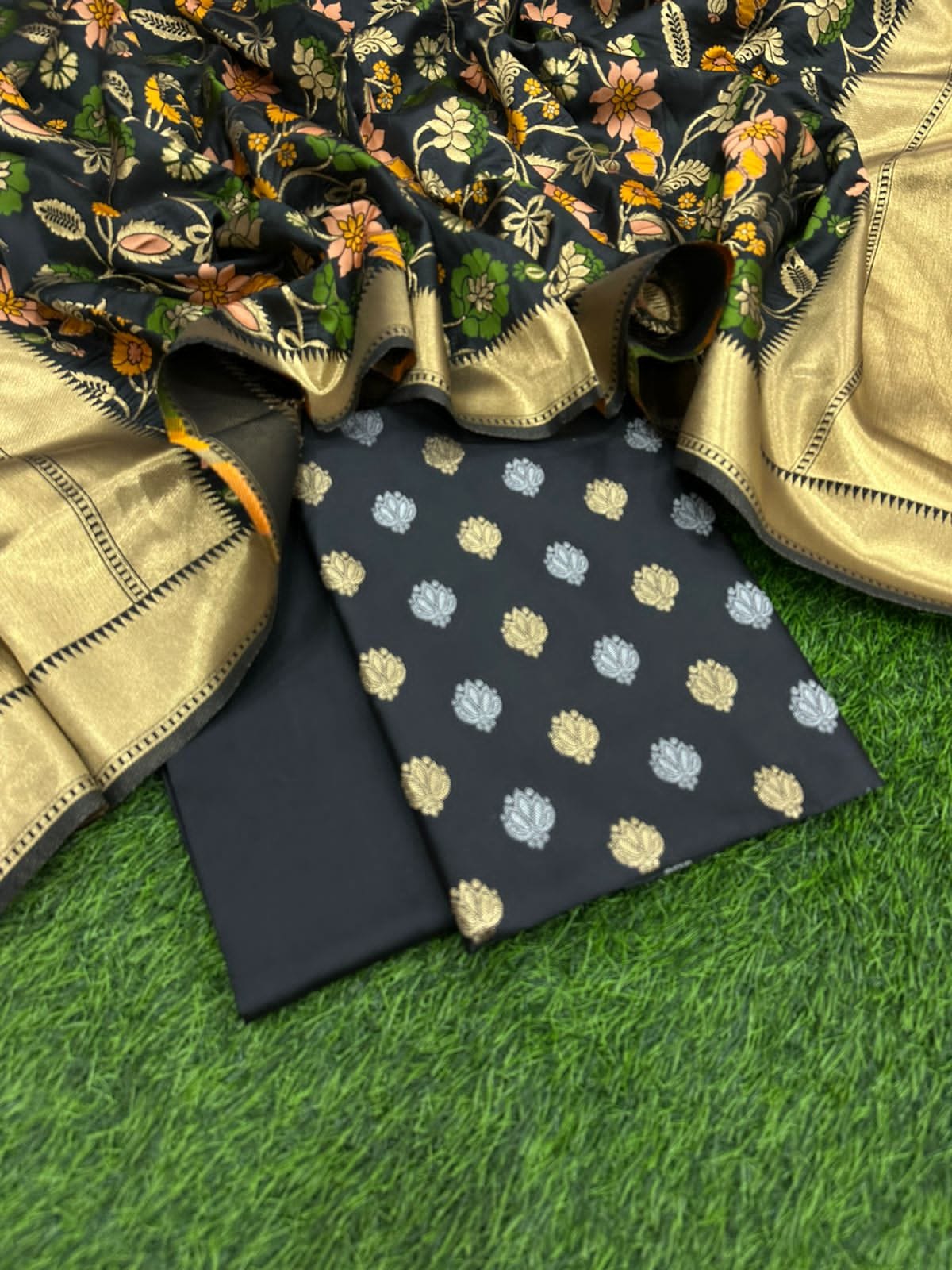 Banarasi Katan Silk Unstitched Suit