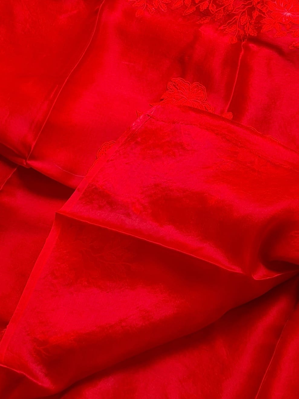 Red color Pure organza silk Cut work saree